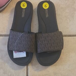 Michael Kors Dark Brown Slide Sandals